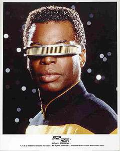 Geordi La Forge of Star Trek: The Next Generation wearing his high-tech glasses