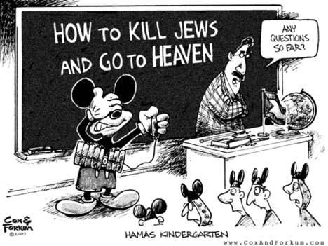 Hamas kindergarten: Mickey Mouse teacher with suicide belt instructing Palestinian children