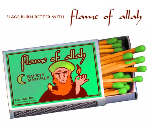 Mohammed Flame Of Allah match ad from Netherlands Mohammed cartoon contest