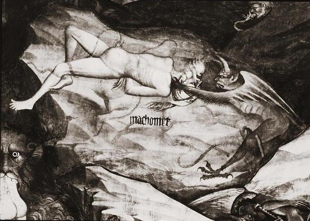 Church fresco of Mohammed tormented in hell by a demon