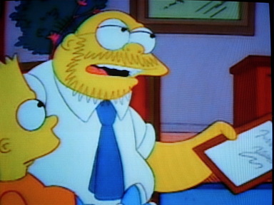 Dr. Marvin Monroe with his psychiatric patient, Bart Simpson
