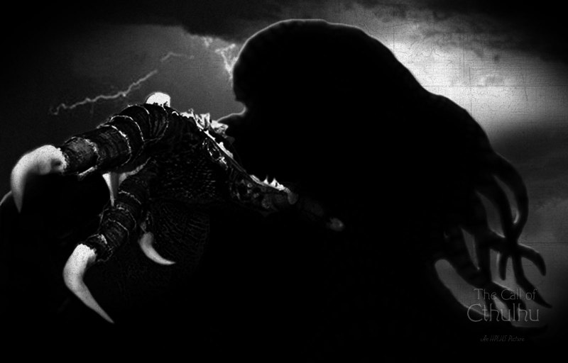 Cthulhu , silhouetted and reaching out his claw. From the 2005 movie, The Call Of Cthulhu.