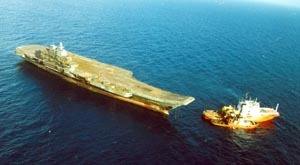Russian aircraft carrier Varyag towed to China and renamed the Liaoning.