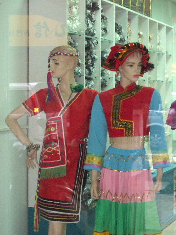 Aboriginal costumes at a dance wear store on Han Zhong Street, Taipei, Taiwan.