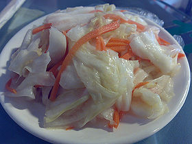 Pao t'sai. Taiwanese sweet, sour, and spicy pickled cabbage.