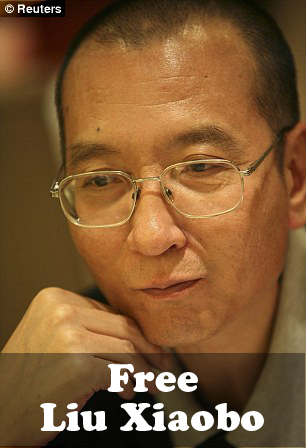 Chinese dissident Nobel Prize winner Liu Xiaobo, captioned: Free Liu Xiaobo.