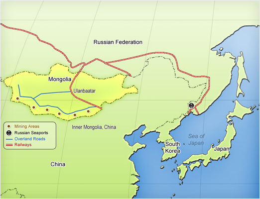 A Mongolian rare earth mine ships its product to Russian railways (carefully avoiding sending product through Communist China).