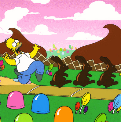 Homer Simpson in the Land of Chocolate.
