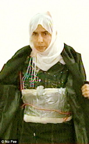 Failed suicide bomber 
Sajida al-Rishawi wearing suicide belt.