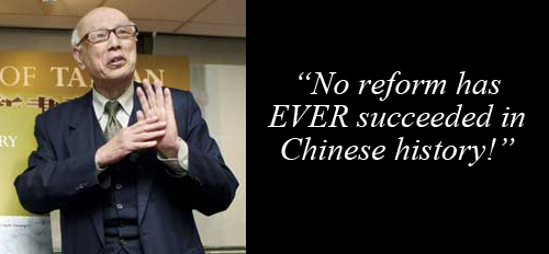 Joe Hung from Taiwan's China Post: 'No reform has EVER succeeded in Chinese history.'