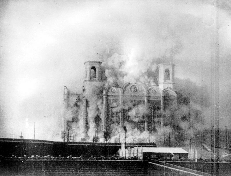 Demolition of Christ The Savior Cathedral in Moscow, Russia in 1931.