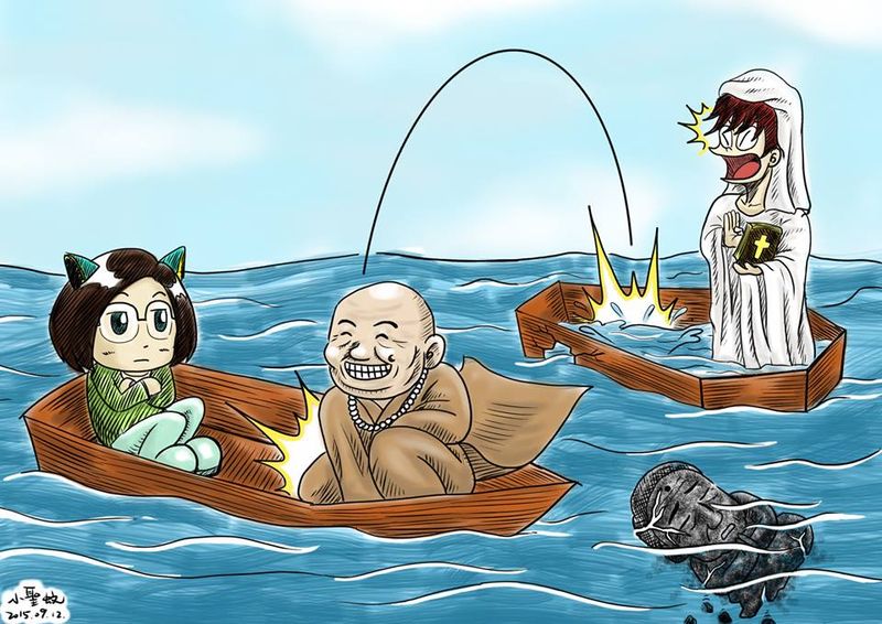 Buddhist master Hsing Yun jumps ship, from the KMT presidential candidate Hung Hsiu-chu's sinking coffin to the boat of Tsai Ying-wen (the DPP's candidate).
